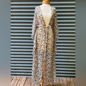 Floral Kaftan Robe Wrap Maxi Dress